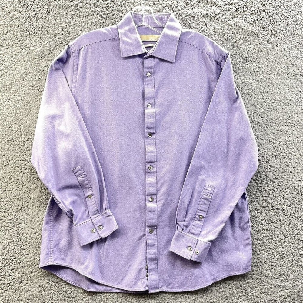 Michael Kors Button Up‎ Shirt Men's Large Purple Slim Fit Button Up Men's L